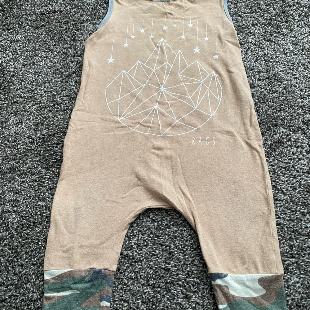 Rags to Raches Tan and Camouflage Kids One Piece